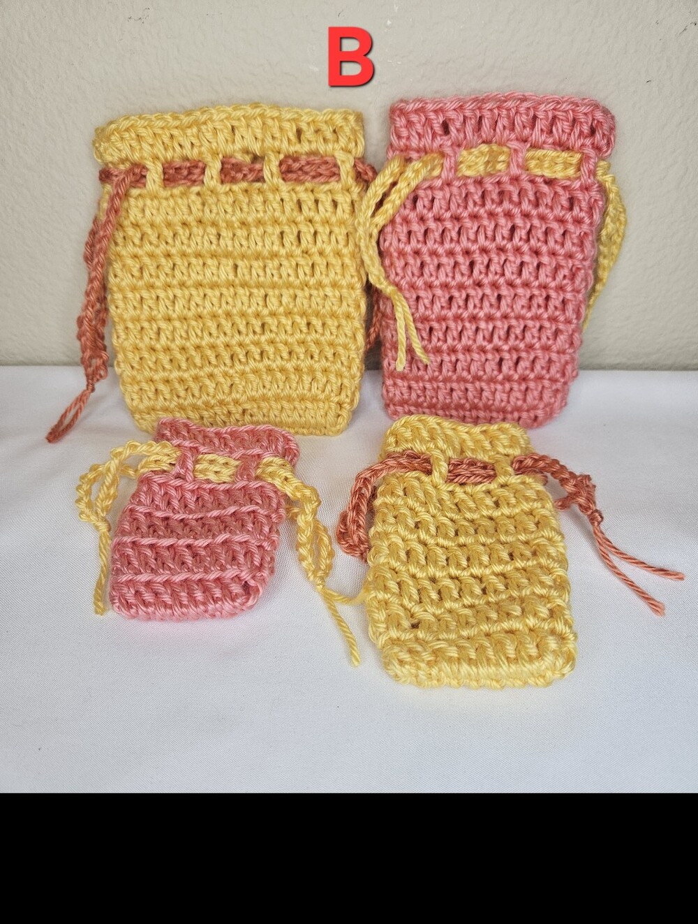 Set Of 4 Handmade Crochet Drawstring Pouches | Pick 1 Set - Picture 3 of 5